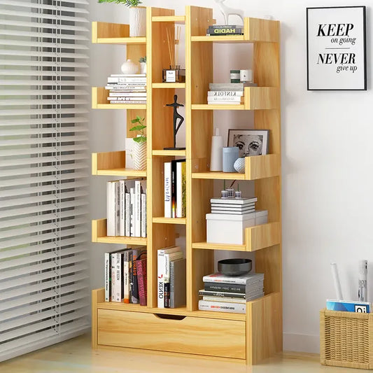 Multi-Layer Tall Floor Bookshelf – Narrow Storage Rack with 6+ Compartments & Floor-Standing Cabinets for Living Room