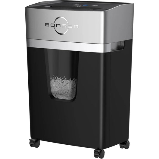 Bonsen P-4 Level 12-Sheet Micro-Cut Paper Shredder – Ultra-Quiet Home & Office Shredder with 40-Minute Runtime