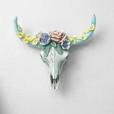 Cow Skull Wall Pendant with Succulent Flowers – Rustic Western Resin Sculpture for Home & Garden Décor