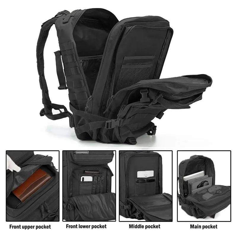 45 L Tactical Backpack – Waterproof Large Capacity Travel Rucksack for Men & Outdoor Use 🎒