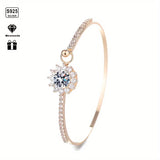 S925 Silver Sunflower Moissanite Bracelet – Unisex 6.5mm Gemstone Jewelry Gift 🌻✨