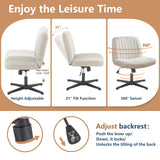 🪑 JHK Cross-Legged Rocking Gaming Chair – Armless Wide Fabric Swivel Task & Vanity Chair for Office & Living Room