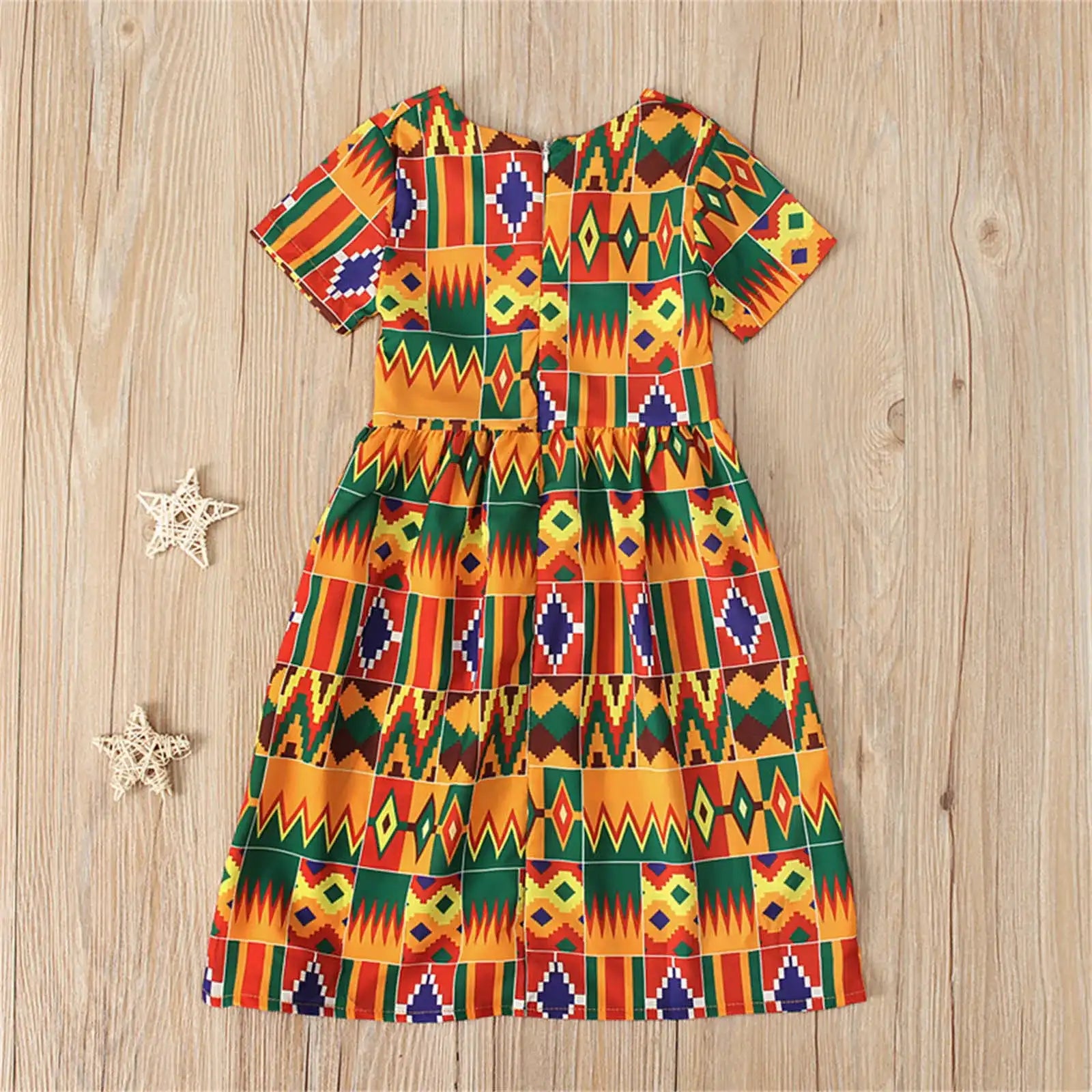 African-Style Dashiki Print Short-Sleeve Princess Dress for Toddler Girls (Ages 1-5Y)