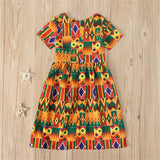 African-Style Dashiki Print Short-Sleeve Princess Dress for Toddler Girls (Ages 1-5Y)