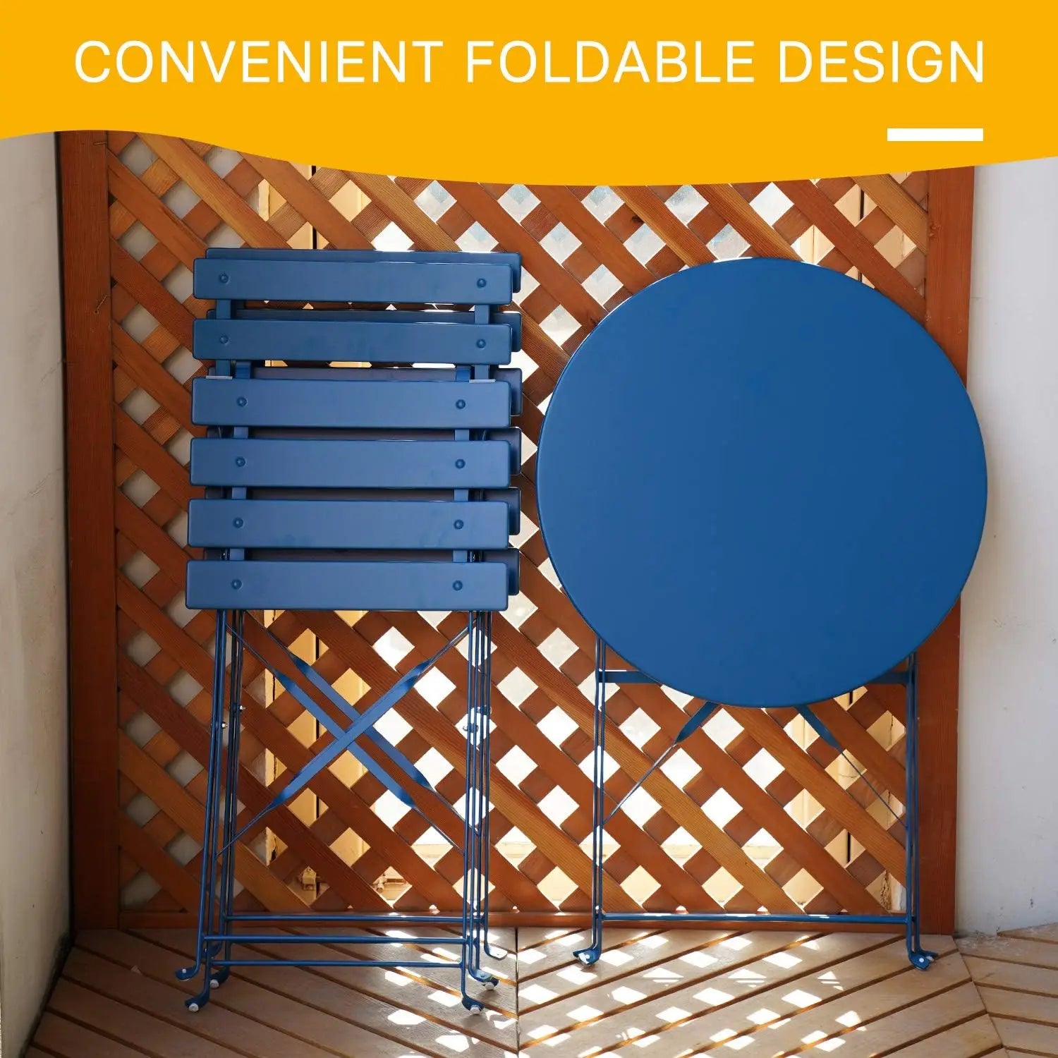 “3-Piece Folding Bistro Set – Weather-Resistant Table & 2 Chairs for Patio, Yard & Garden Conversation Spaces”