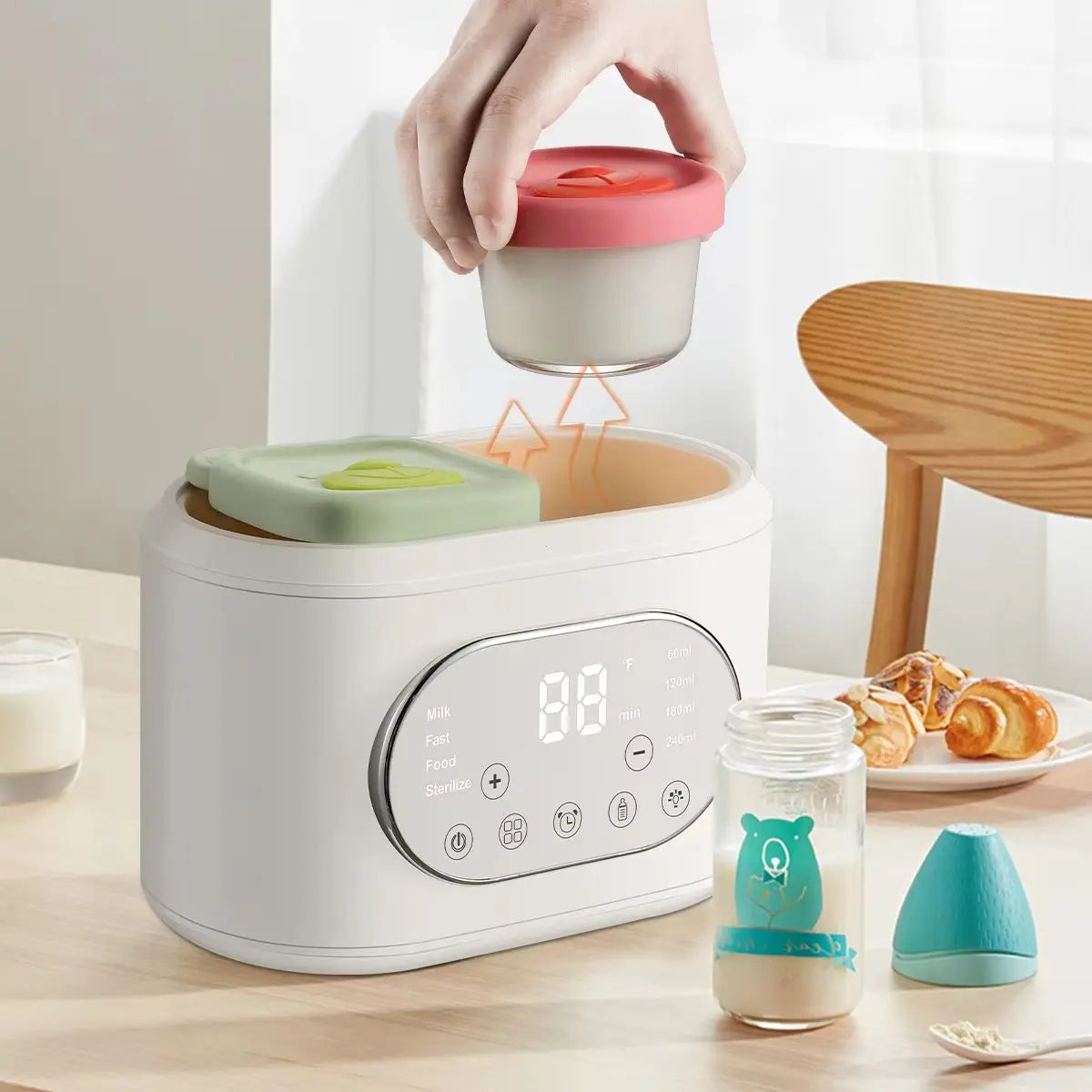 10-in-1 Baby Bottle Warmer 🍼 – Dual Fast Heating, Defrost, Steam Sterilizer & Night Light for Milk & Formula