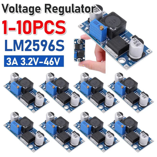 LM2596 DC-DC Step-Down Power Supply Module – Adjustable Voltage Regulator 3A Output for Arduino, 24V/12V/5V/3V Electronics Projects (1–10PCS)
