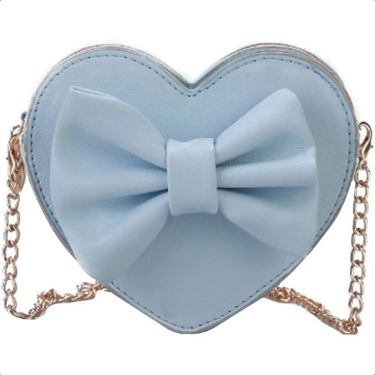 Girls Bowknot Mini Coin Purse – Heart Shape Crossbody Handbag, Shoulder Bag & Wallet by GoClothod