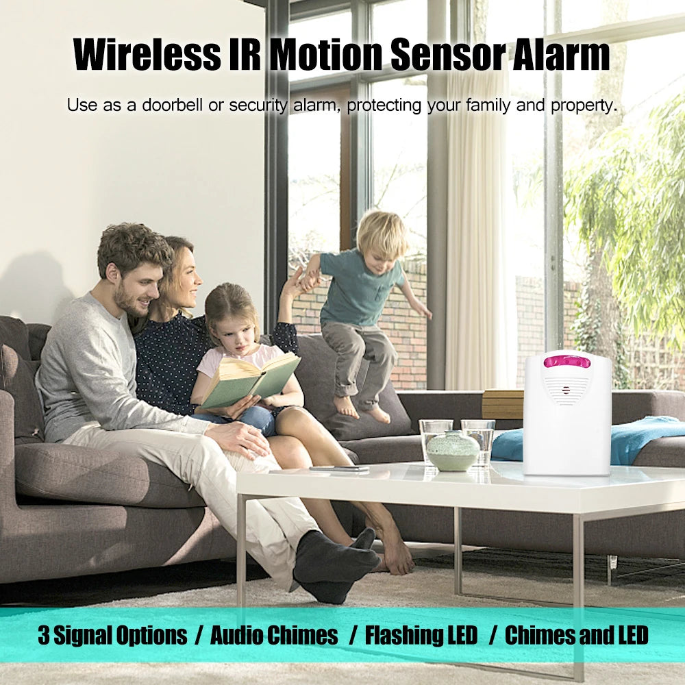 Multifunctional Wireless Driveway Alarm – IR Motion Sensor System with 1 Receiver & 2 Transmitters for Outdoor Home Security