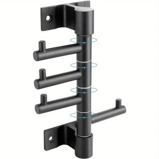 Vertical Swivel Hook Rack with 4 Rotatable Arms – Wall-Mounted Metal Towel & Accessory Organizer