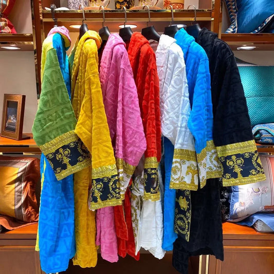 Autumn Winter Unisex Bathrobe – Long Sleeve Plush Homewear Robe with Belt & Pockets | Cozy Couple Pajama Robe