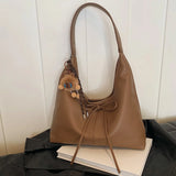 Women’s PU Leather Hobo Bag with Bow 🎀 – Trendy Solid Color Crescent Shoulder Bag & Mini Purse for Travel 💼✨