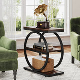 Tribesigns Narrow End Table with 3 Storage Shelves – Wooden Industrial Side Table for Sofa & Living Room