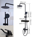 Zappo Matte Black 3-Way Wall-Mounted Rainfall Shower System – Shelf & Bathtub Mixer Included