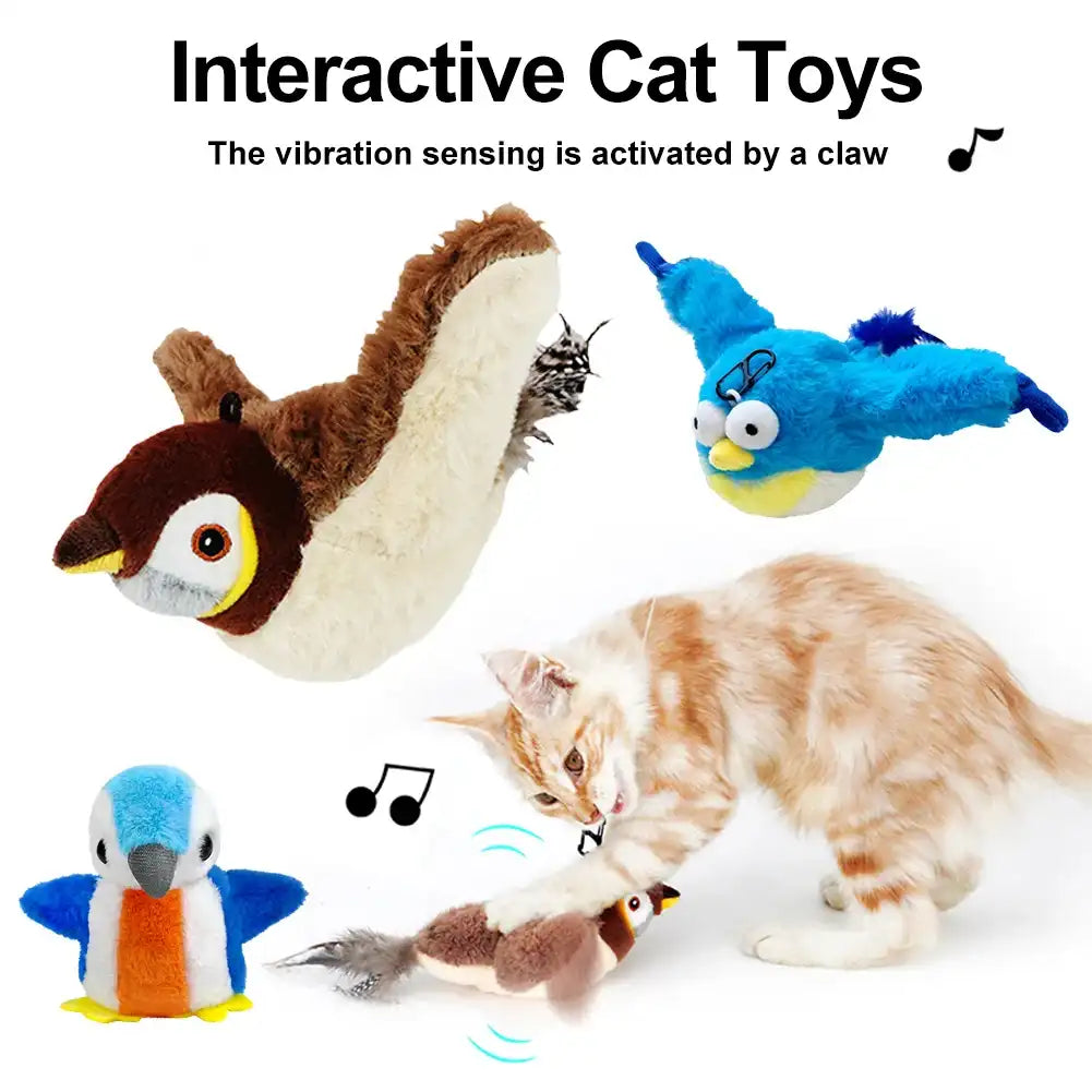 Interactive Sparrow Cat Toy with Flapping Wings & Catnip – Motion Sensor Bird-Style Plaything for Cats