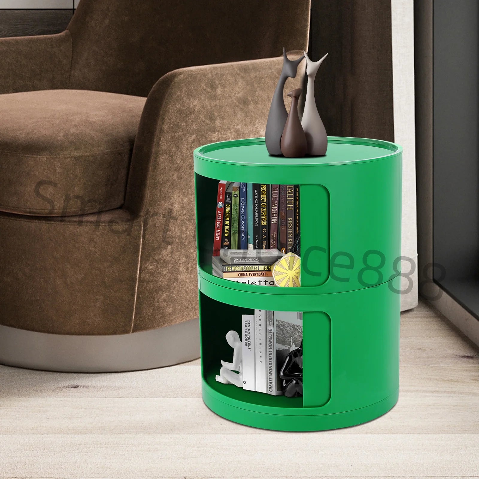 2-Tier Round Bedside Table – Large Capacity ABS Storage Nightstand for Bedroom, Office & Bathroom