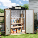 5x3ft Outdoor Steel Storage Shed with Floor Frame & Lockable Doors | Compact Metal Tool Shed for Garden, Backyard & Patio