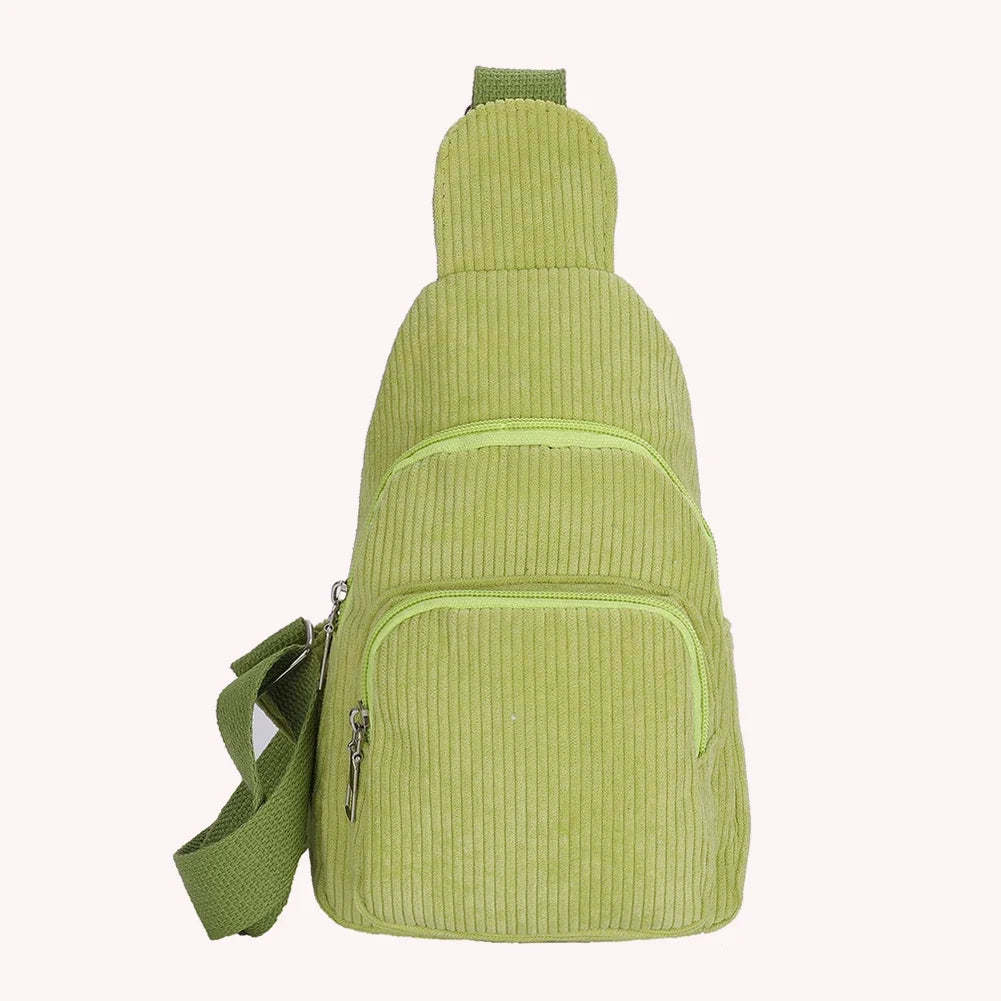 Women’s Corduroy Sling Waist Pack – Casual Solid Color Commute Bag with Adjustable Strap for Weekend & Vacation