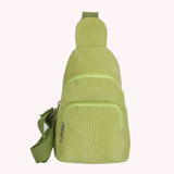 Women’s Corduroy Sling Waist Pack – Casual Solid Color Commute Bag with Adjustable Strap for Weekend & Vacation