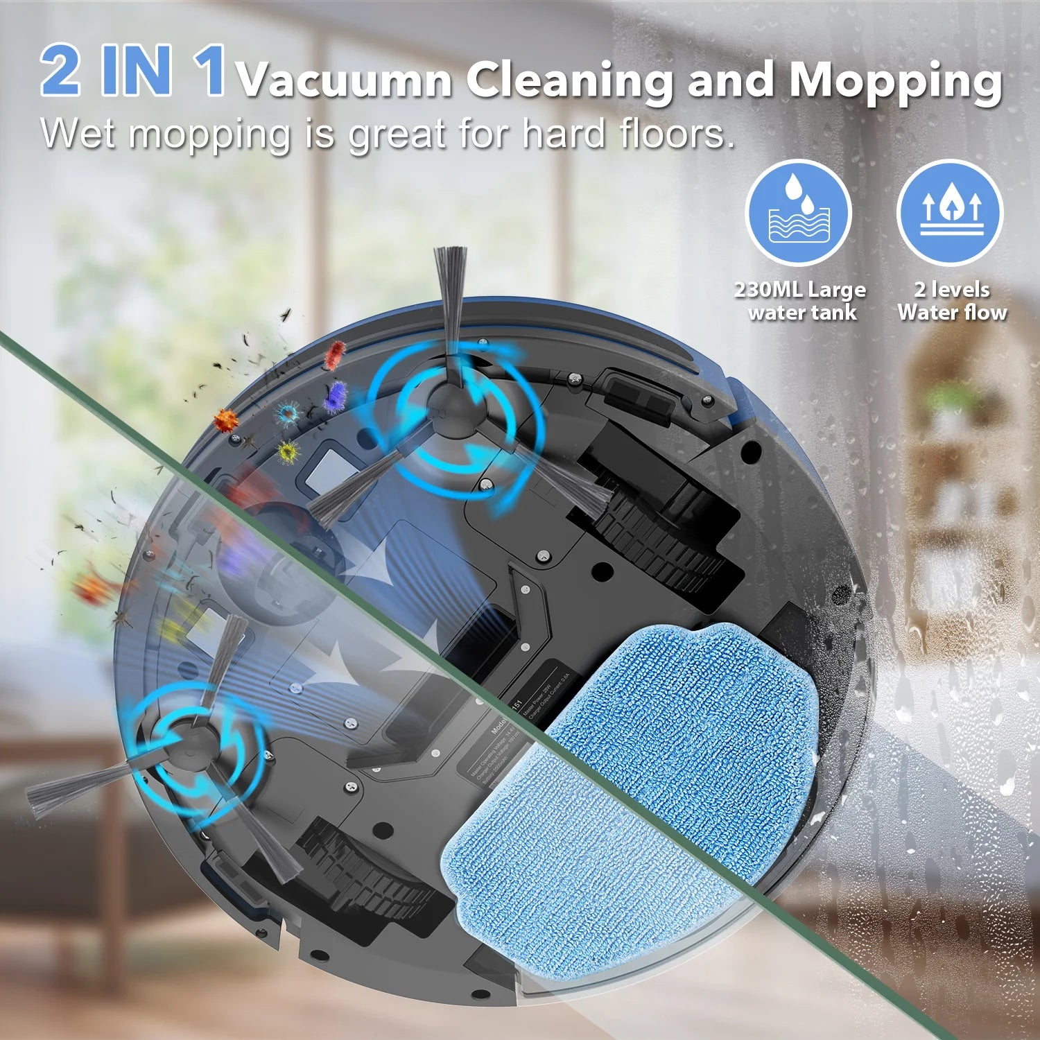 Rayfurn Robot Vacuum Cleaner 6000 Pa – App Control, Auto-Charging, Wet Mopping & Wi-Fi Navigation