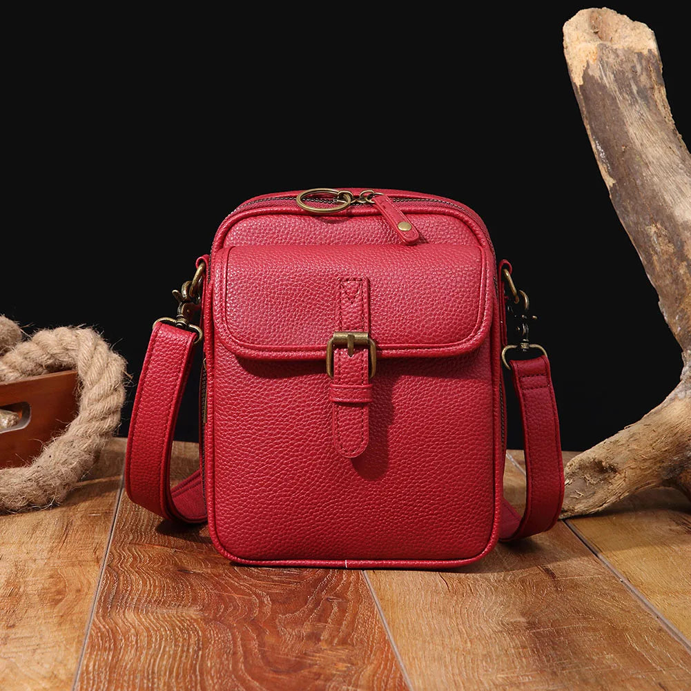 Unisex Vintage PU Leather Crossbody Bag – Anti-Theft Small Messenger Shoulder Satchel for Men & Women, Durable & Stylish