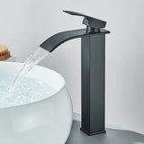 Matte Black Waterfall Basin Faucet – Deck‐Mounted Single Lever Brass Mixer Tap