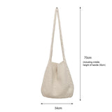 Wool-Knitted Shoulder Shopping Bag for Women – Vintage Cotton Cloth Tote, Large Crochet-Style Shopper Handbag