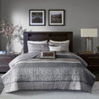 6-Piece Reversible Jacquard Quilt Set with Throw Pillows – Grey & Taupe King/Cal King | Elegant Reversible Bedding Set for Modern Bedrooms