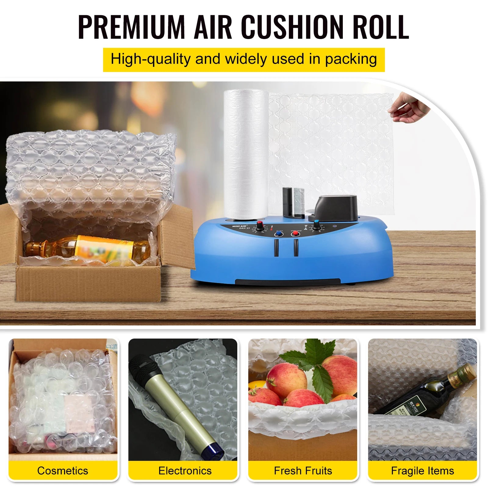 SucceBuy 984ft Air Cushion Film Roll – Shockproof Bubble Packaging Wrap for Air Cushion Machines, PE Cushioning Bags