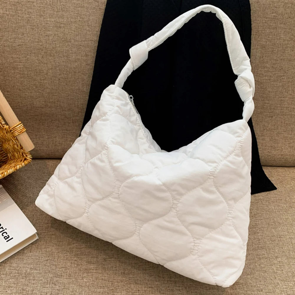 Women’s Quilted Padded Shoulder Tote – Lightweight Large-Capacity Satchel for Fall/Winter