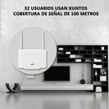 4G LTE CPE Router Modem – 300Mbps High-Speed WiFi Router with External Antennas & SIM Card Slot (EU Plug)