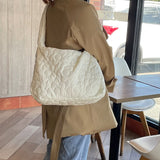 Quilted Top-Handle Bubble Bag – Large Capacity Cotton-Padded Winter Messenger Handbag for Women & Girls