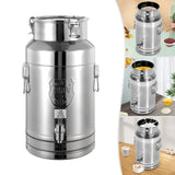 “Stainless Steel Milk Can Transport Barrel with Spigot – 20 L Beverage Dispenser”
