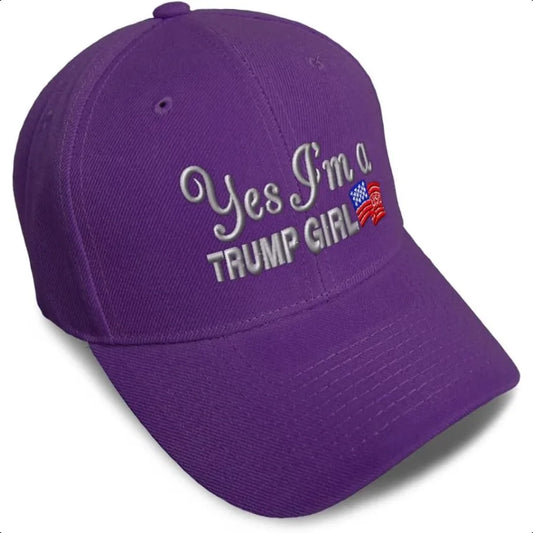 “Yes I’m a Trump Girl” Embroidered Baseball Cap – Adjustable Republican Dad Hat for Men & Women