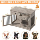 44" Wooden Dog Crate Furniture – Indoor Heavy-Duty Kennel with 2 Storage Drawers for Large Dogs