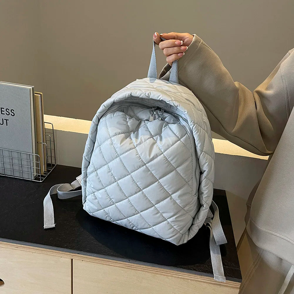 Quilted Nylon Backpack – Unisex Laptop Bookbag for School, Work & Travel 🎒