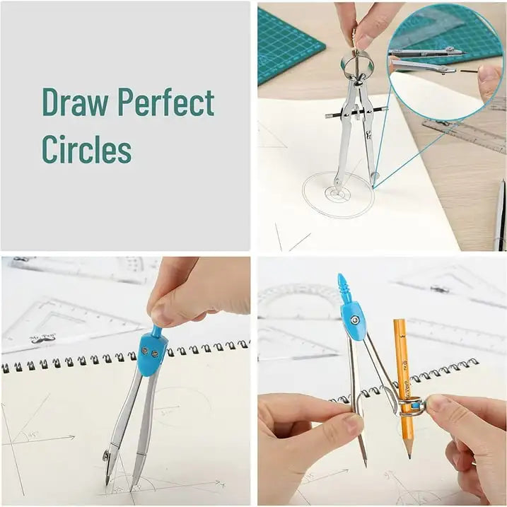 Mr. Pen® 13-Piece Geometry Set 📐 | Shatterproof Case + Precision Drawing Tools | School & Exam Essential