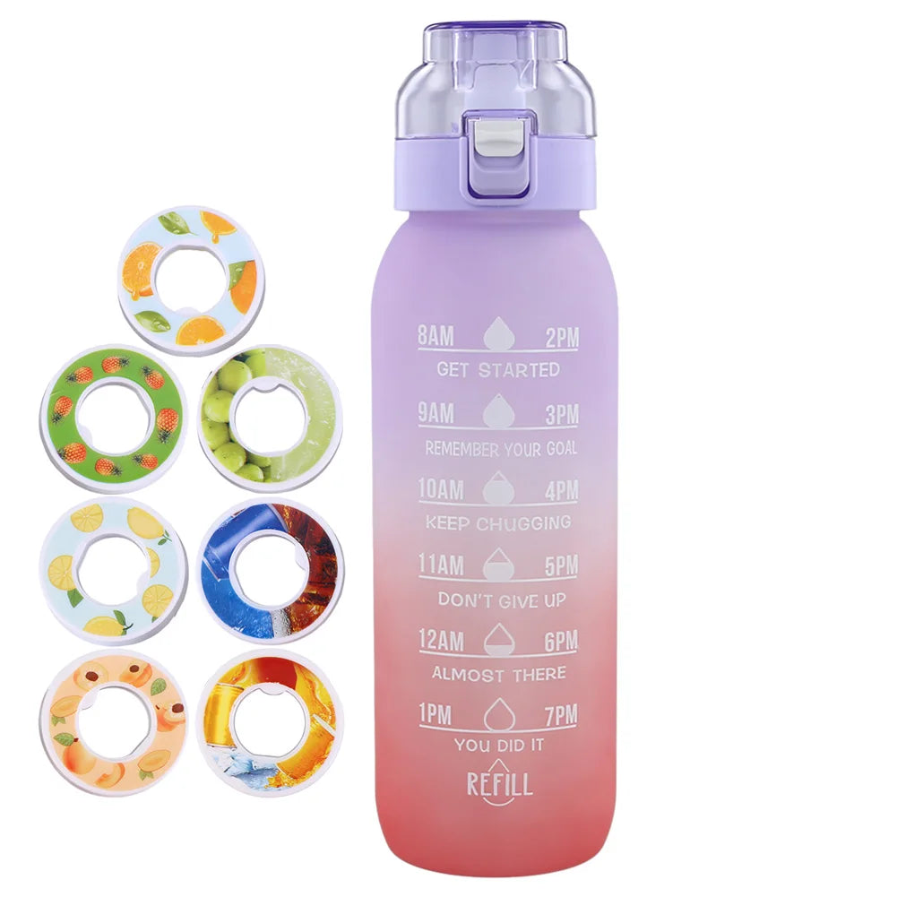 1000ml Fruit Flavor Water Bottle with 7 Aroma Rods – Large Capacity Scented Hydration for Outdoor & Travel