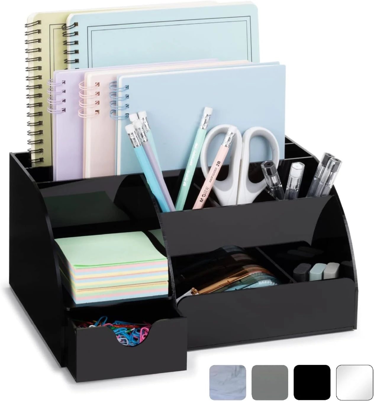 Multi-Compartment Desktop Organizer – 9-Slot Home & Office Shelf