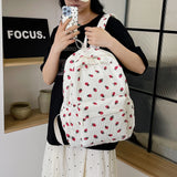 Corduroy Strawberry Graphic Backpack – Casual Large Capacity Travel Daypack