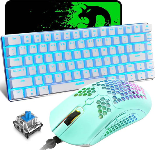 Ziyou Lang Wired Gaming Keyboard and Mouse Combo – Blue LED Backlit Mechanical Keyboard with Precision Gaming Mouse
