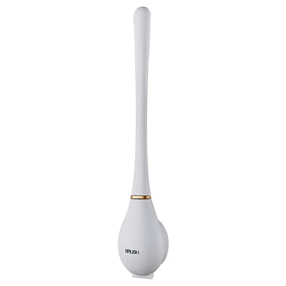 Self-Adhesive Silicone Toilet Brush & Holder Set – Flexible Long-Handle Dry-Quick Design