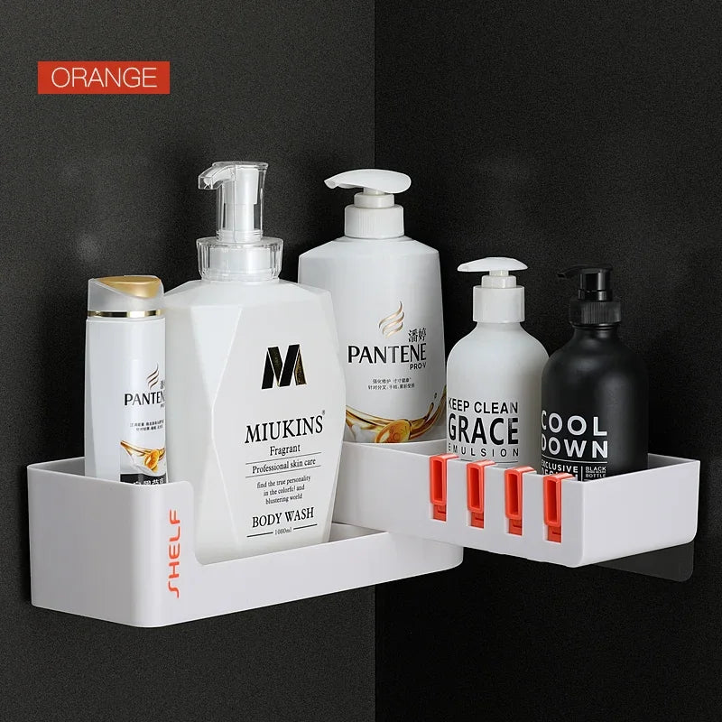 Corner Wall Shelf for Bathroom & Kitchen – Multi-Layer Corner Storage Rack with Shampoo Holder