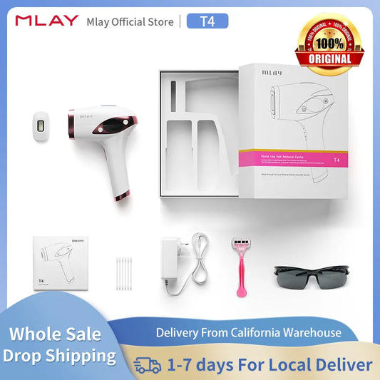 MLAY T4 IPL Laser Hair Removal Device – Ice-Cool, 500K Flashes for Permanent Face & Body Use ❄️✨