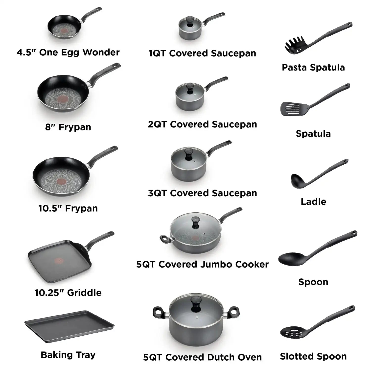 20‑Piece Non‑Stick Pots & Pans Cookware Set – Grey