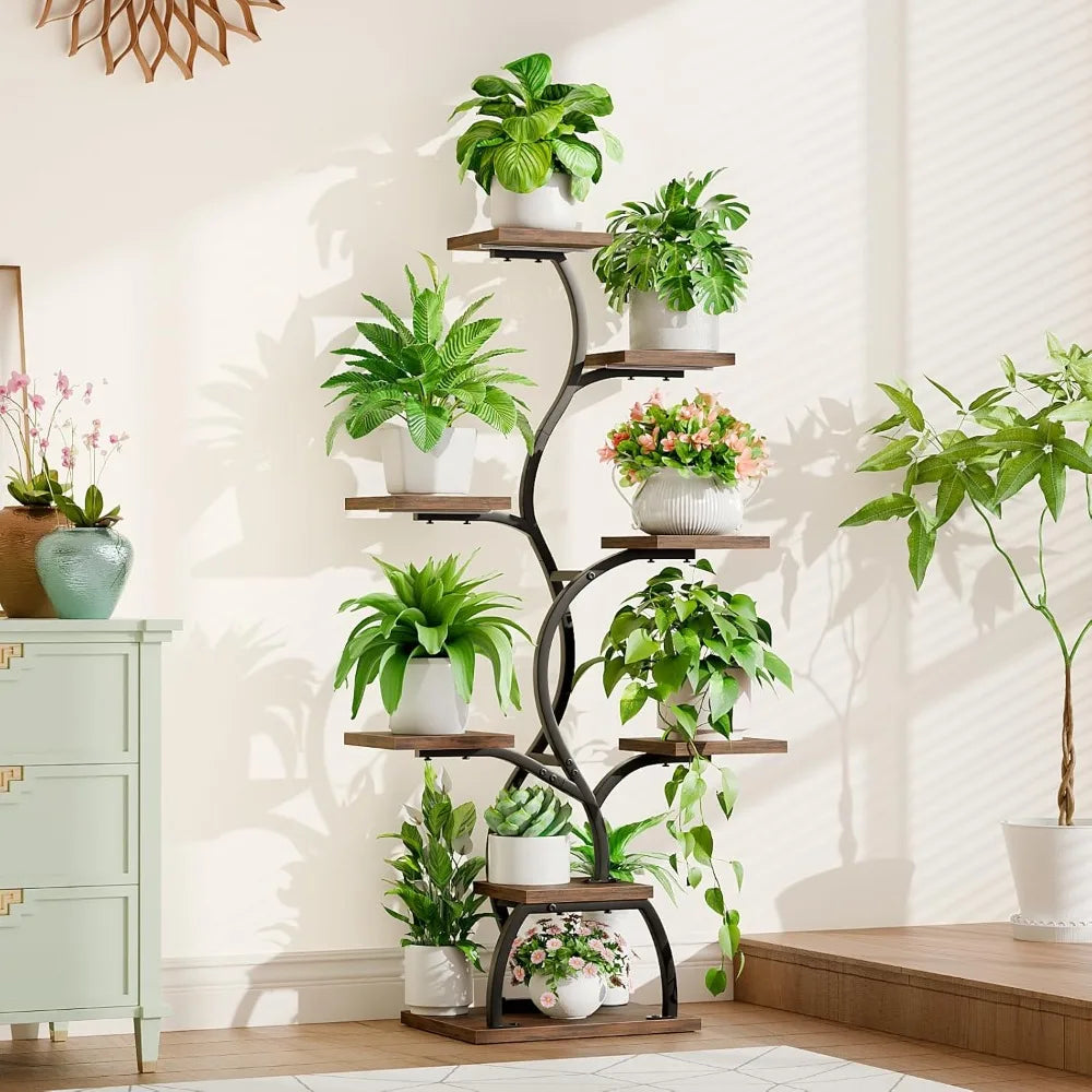 Indoor Plant Stand with Grow Light – 8-Tier 49" Tall Plant Shelf for Indoor Growing, Space-Saving Garden Rack