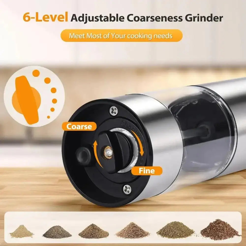 Electric Salt & Pepper Grinder Set – USB Rechargeable with LED Light & Adjustable Grind - PulinGO
