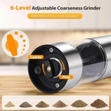 Electric Salt & Pepper Grinder Set – USB Rechargeable with LED Light & Adjustable Grind - PulinGO
