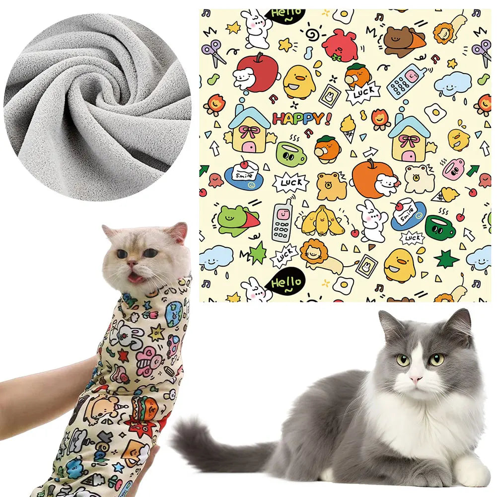 Cat Grooming Wrap – Self-Adherent Restraint & Burrito Swaddle for Nail Trimming & Anti-Escape