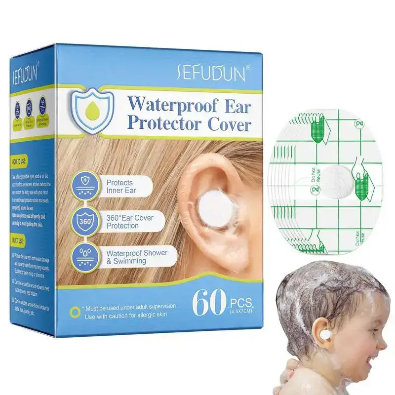 Baby Waterproof Ear Protection Stickers – 60PCS Soft Shower & Swimming Ear Shields